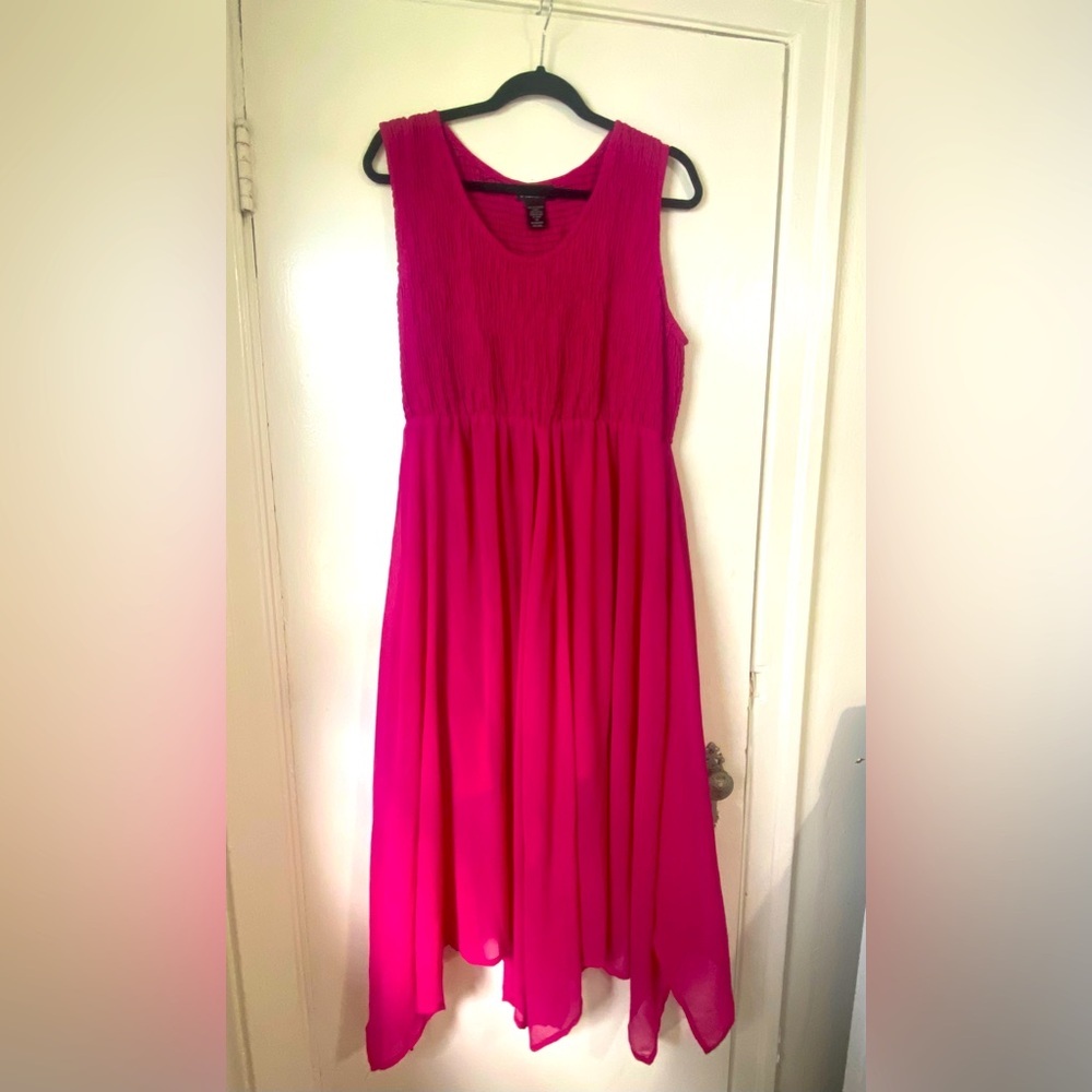 Fuschia A Line Flowy Dress 1X